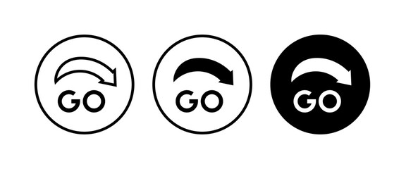 Word Go with arrow icon. vector lettering on white background. motivation monogram, Initial letter GO, uppercase logo editable stroke