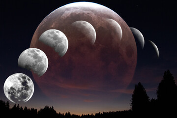 Fototapeta na wymiar Full moon Lunar eclipse