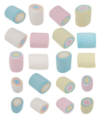 Marshmallows of different colors isolated