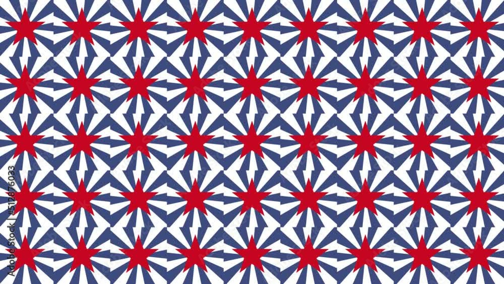 Aufkleber animated stars pattern in multicolor grid. trendy seamless loop patriotic animated background. simpl