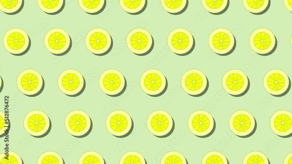 Poster pomelo fruit icons in animated pattern on a green background. seamless loop food animation with simp