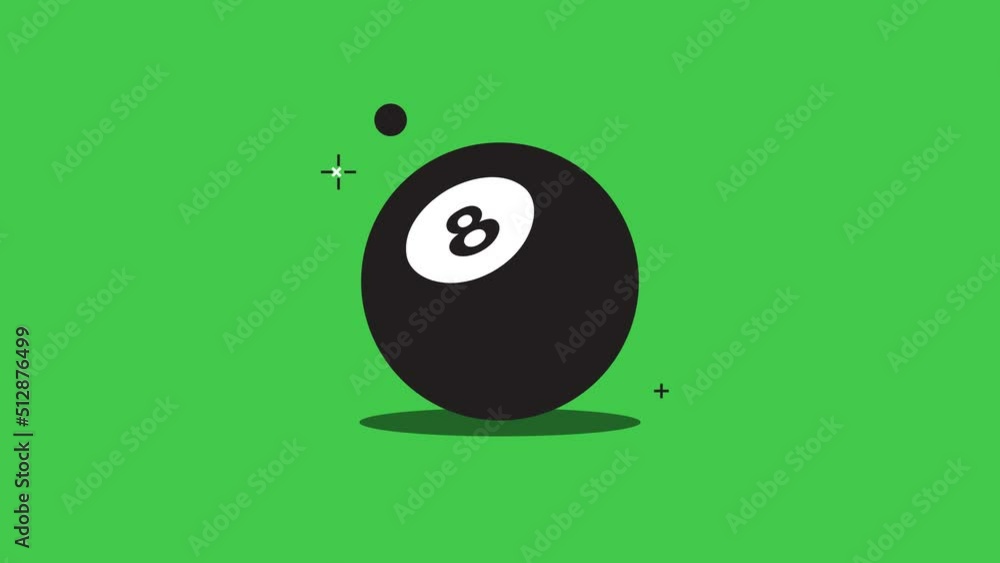 Aufkleber simple animation with rolling billiard ball in flat design style on a green background. seamless loo