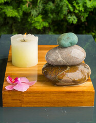 spa still life with stones