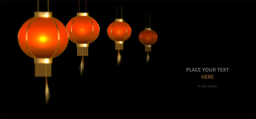Dark background with chinese lantern. Glow paper lantern and place for a text. © lantica