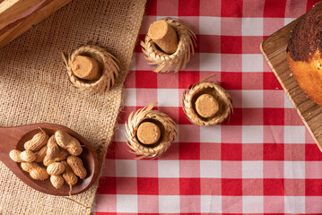 Table of brazilian festa junina.Paçoca