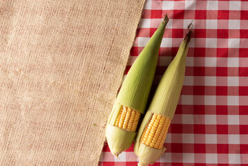 Table of brazilian festa junina. Corn