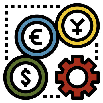 Monetary System Outline Filled Color Icon