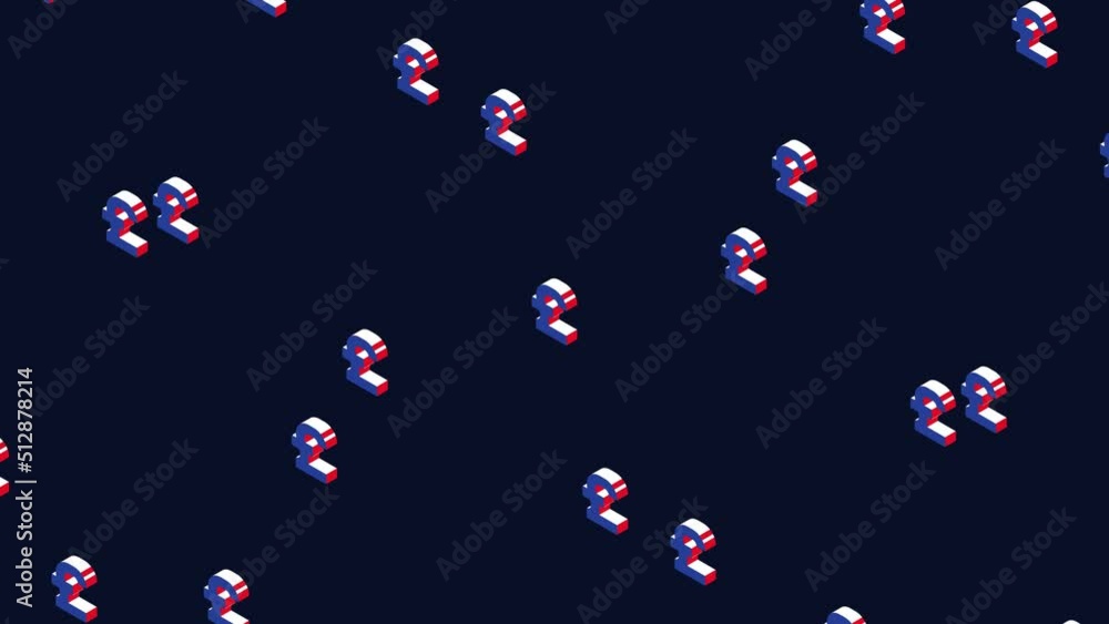 Aufkleber abstract isometric symbols of british currency pound floating on a dark background. simple seamless 