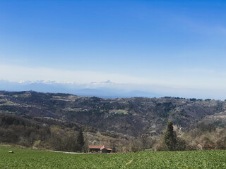 Overview of the hills around Niella Belbo, Cuneo - Piedmont, Italy