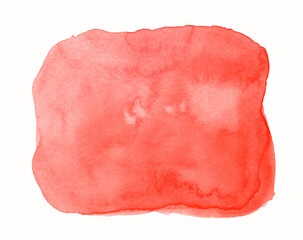 Abstract red watercolor painting with stains and splashes