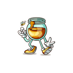 illustration logo honey glass bowl character. vector