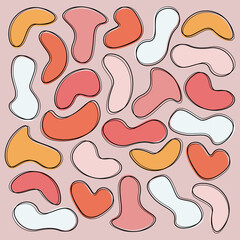 Abstract pastel pink modern doodle beans posts