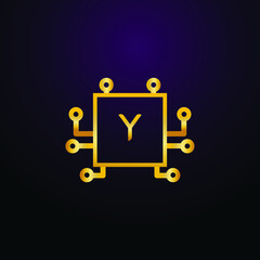 Premium luxury Vector elegant gold and  font Letter Y Template for company logo with monogram element 3d Design