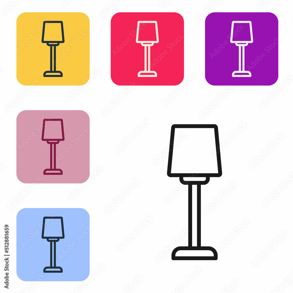 Aufkleber black line table lamp icon isolated on white background. set icons in color square buttons. vector