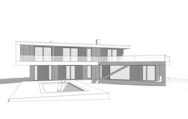 house architecture design 3d illustration