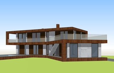 Fototapeta na wymiar house architecture design 3d illustration