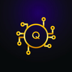 Fototapeta premium Premium luxury Vector elegant gold and font Letter Q Template for company logo with monogram element 3d Design