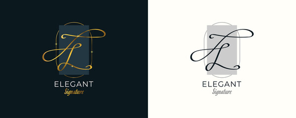 JL Initial Signature Logo Design with Elegant and Minimalist Handwriting Style. Initial J and L Logo Design for Wedding, Fashion, Jewelry, Boutique and Business Brand Identity