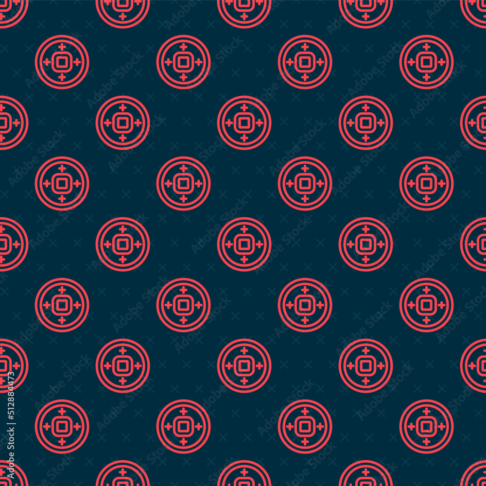 Poster red line chinese yuan currency symbol icon isolated seamless pattern on black background. coin money