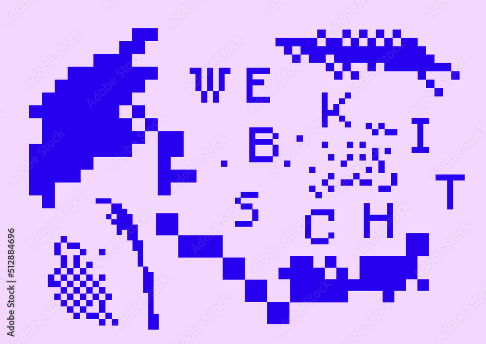 Poster pixel art illustration of a glitchy computer screen. abstract geometric retro background.