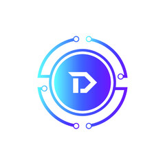 Creative Letter D logo design with point or dot symbol