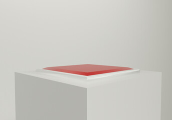 White podium with minimal background. Minimal wall scene for products showcase, Promotion display. Product presentation, mock-up, show a cosmetic product. 3D illustration.