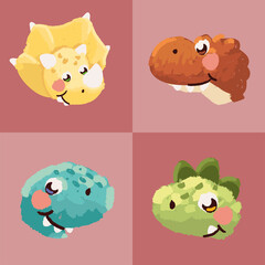 set of cute dinosaurs