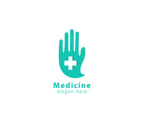 Fototapeta na wymiar Health Care Medicine Hand sign logo design 