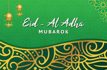 Islamic Eid al-Adha vector banner design, very creative and luxurious floral background