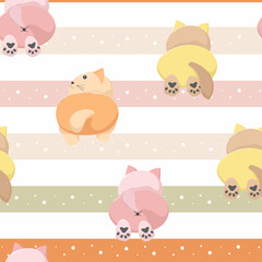 seamless pattern with cute pastel cat background