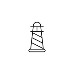 Travel, tourism, holiday, vacation sign. Minimalistic vector symbol drawn with black thin line. Editable stroke. Vector line icon of light house