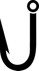 Fishing hook icon flat. Black pictogram on white background..eps