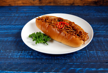 Japanese yakisoba bread on the table