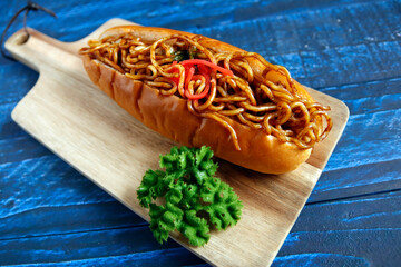 Japanese yakisoba bread on the table