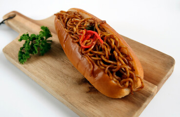 Japanese yakisoba bread on the table