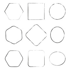 Exclusive frames, figures. Different frame set. Hand drawn old sketch. stock image.