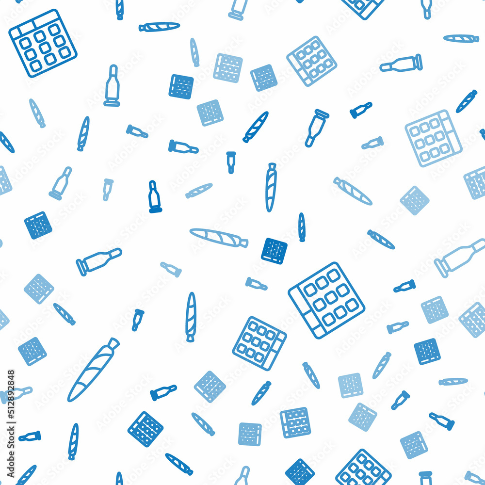 Poster set line marijuana joint, spliff, drum machine music and bullet on seamless pattern. vector