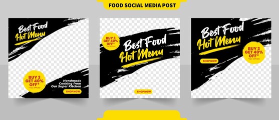 Best food menu or restaurant promotion menu for social media carousel square post with editable photo templates