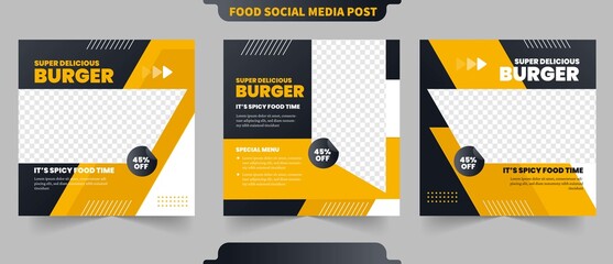 Culinary food menu or restaurant promotion menu for social media post square flyer banner template