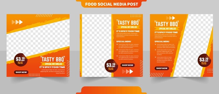 Tasty Bbq Menu Or Restaurant Promotion Menu For Social Media Post With Editable Photo Template