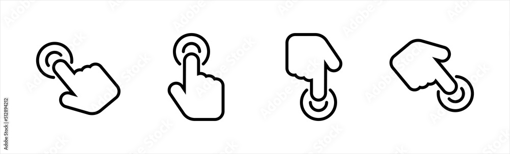 Poster hand clicking icon. pointer cursor сomputer mouse symbol. clicking cursor, pointing hand clicks vect