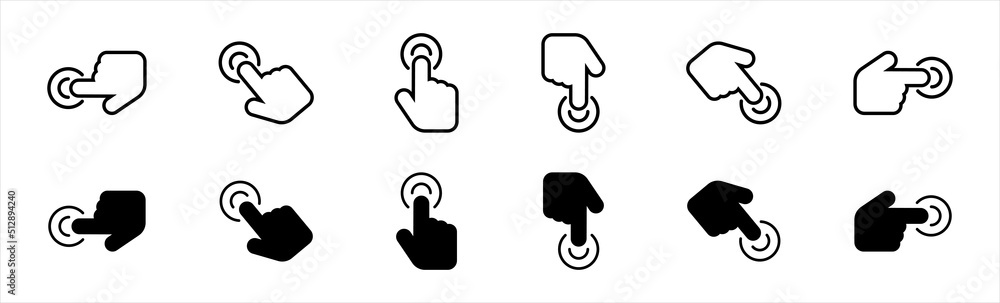 Poster hand clicking icon. pointer cursor сomputer mouse symbol. clicking cursor, pointing hand clicks vect