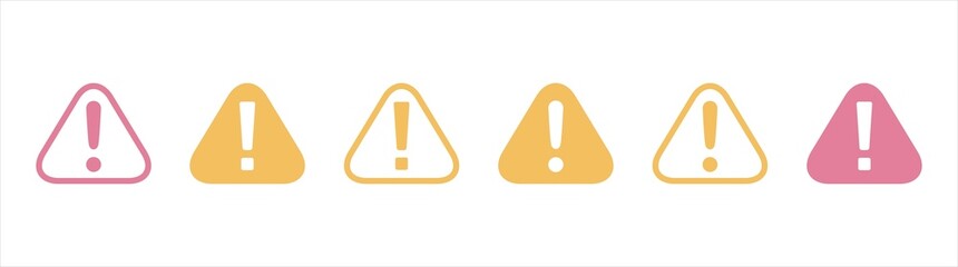 Exclamation mark icon. warning signs. Yellow and red triangle warning symbol, vector illustration