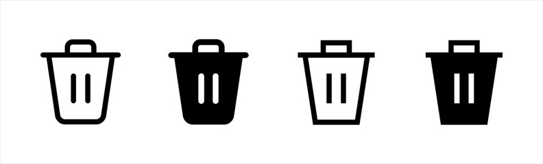 Bin icon design for apps and websites. Trash can symbol vector illustration.	