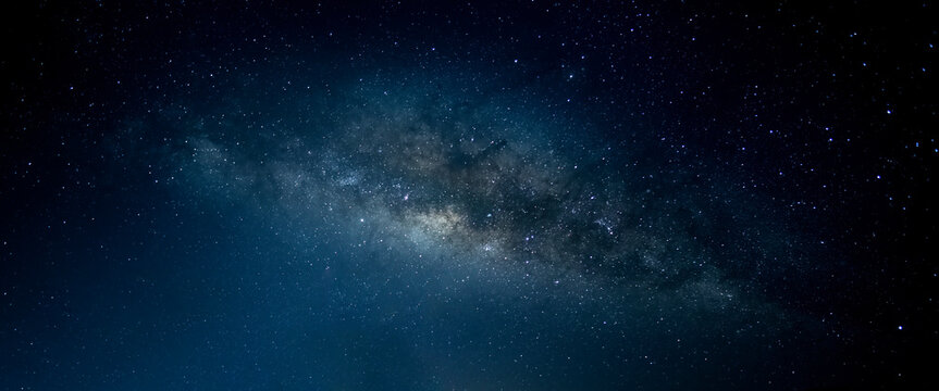 Milky way on black blue night. Tranquility concept. © Amonsak