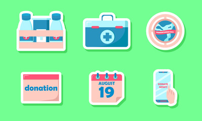 Obraz premium Hand Drawn Humanitarian Day Sticker Design