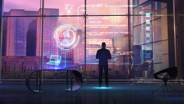 Businessman signs a contract to buy NFT