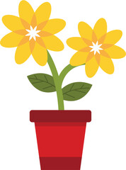 Potted Flower Cartoon Illustration