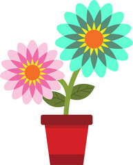 Potted Flower Cartoon Illustration