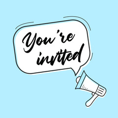 You are invited speech bubble banner. Can be used for business, marketing and advertising.
